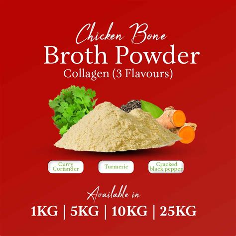 Chicken Bone Broth Powder Collagen 3 Flavours Private Label Food