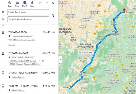 Erode To Tirupati Train Ticket Distance By Road Car Bus Flight