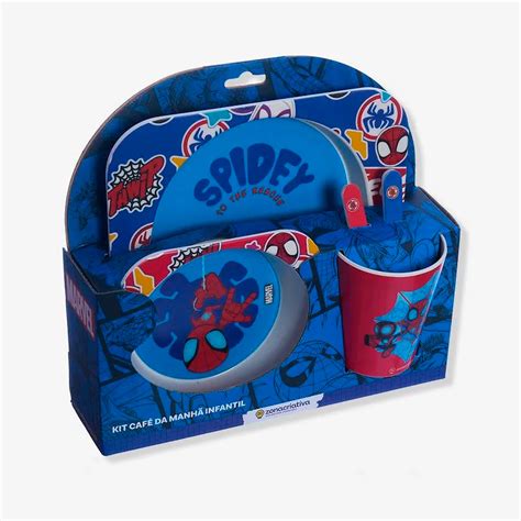 Kit Breakfast Infantil Prato Bowl E Copo Spiderman