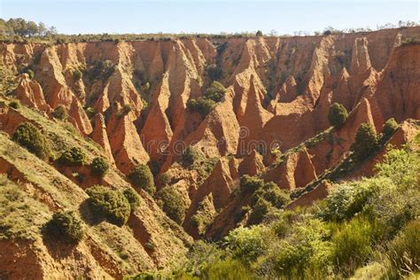 Badlands Mountain Valley Eroded Landscape Las Carcavas Spain Stock