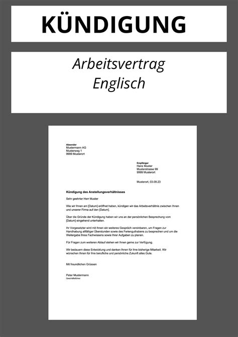 Kündigung Arbeitsvertrag Englisch Vorlage