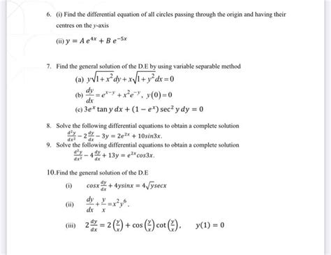 Solved 6 I Find The Differential Equation Of All Circ