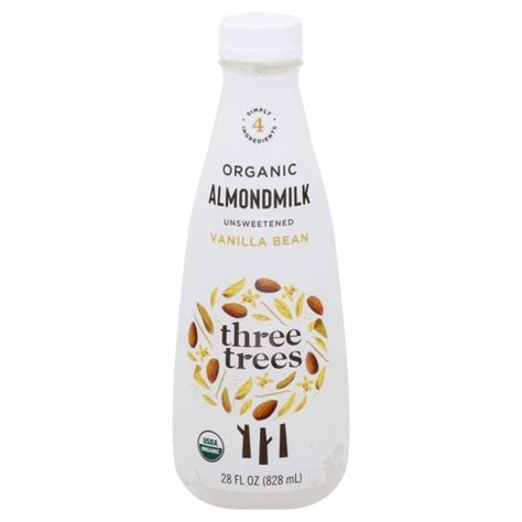 Three Trees Organic Vanilla Bean Almondmilk Unsweetened 28 Fl Oz