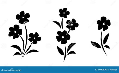 Flowers Vector Black Silhouettes Of Flowers Isolated On White Stock Vector Illustration Of