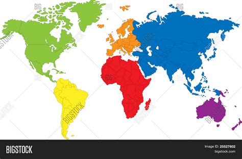 Colored Map World Vector & Photo (Free Trial) | Bigstock