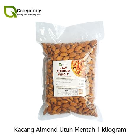 Jual RAW Kacang Almond Utuh Mentah Almond Whole Raw 1 Kilogram