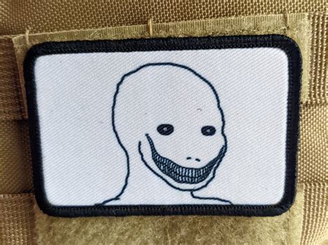 Psycho Smile Wojak Creepy Meme 2x3 Morale Patch With Hook And Loop