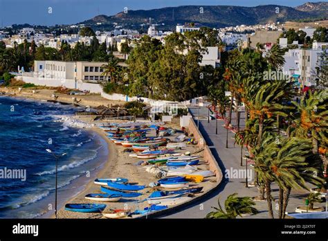 Tunisia Hammamet Fishing Boats On Hammamet Beach Stock Photo Alamy