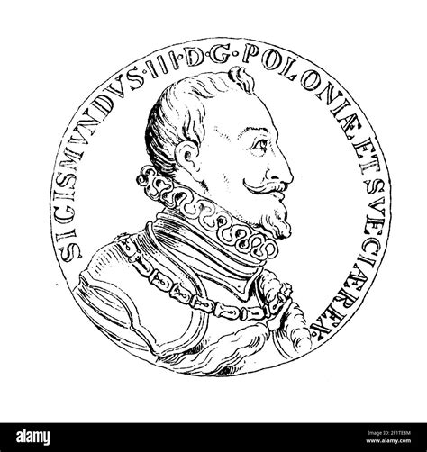 Antique 19th-century illustration of a portrait of Sigismund III Vasa ...