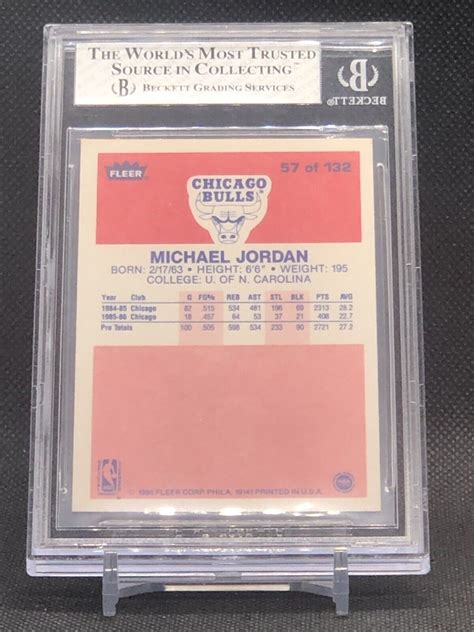 Fleer Basketball Michael Jordan Rc Rookie Hof Bgs Ebay