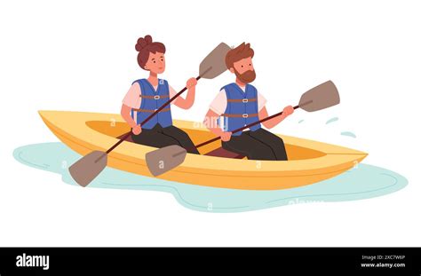 People Enjoy Active Water Sports Vector Illustration Extreme Man And