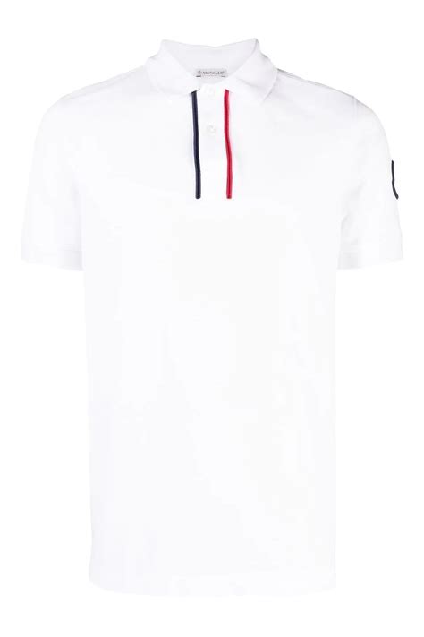 Moncler Tri Colour Placket Polo White Clothing From Circle Fashion Uk