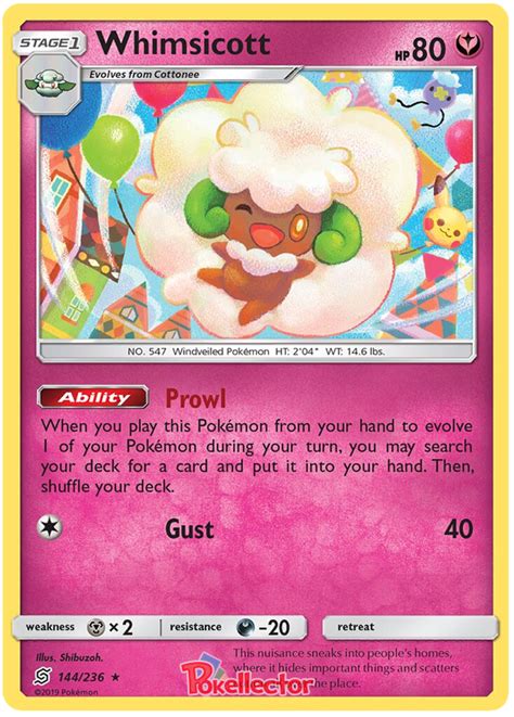 Whimsicott Unified Minds 144 Pokemon Card