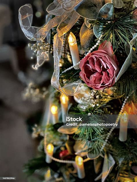 Part Of Victorian Style Christmas Tree Holiday Background Stock Photo