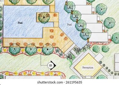 Landscape Architect Design Hotel Resort Plan Stock Illustration