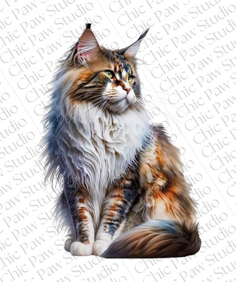 Maine Coon Cat Png For Mugs And Tee Shirts Maine Coon Portrait Png Cat