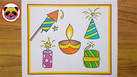 Diwali Crackers Drawing Diwali Drawing Easy Happy Diwali Drawing