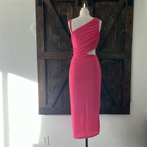 Barbie Pink Sexy Cut Out Cocktail Front Slit Evening Gem