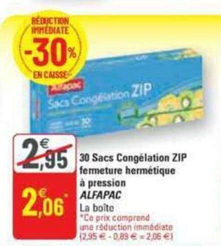 Promo 30 sacs congélation ZIP fermeture hermétique à pression ALFAPAC