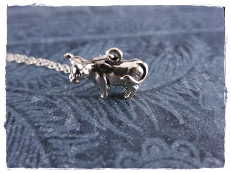 Silver Dairy Cow Necklace Sterling Silver Dairy Cow Charm On Etsy