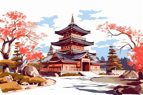 Premium AI Image | A japanese temple in a japanese landscape