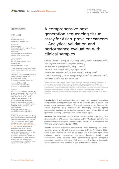 Pdf A Comprehensive Next Generation Sequencing Tissue Assay For Asian