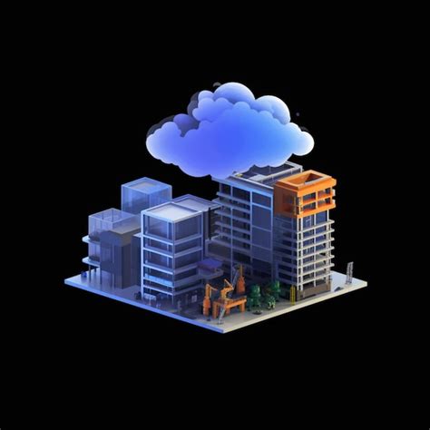 Una Imagen Digital De Un Edificio Con Una Nube En El Cielo Imagen