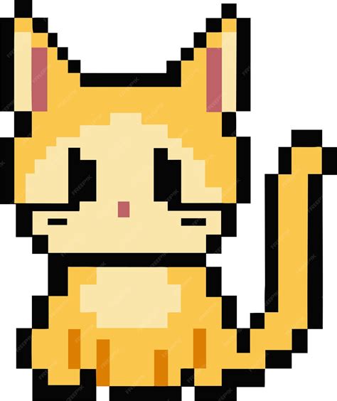 Cute Cat Pixel Art Style Animated Vector Retro Game 8 Bit 16 Bit 32 Bit Premium Ai Generated