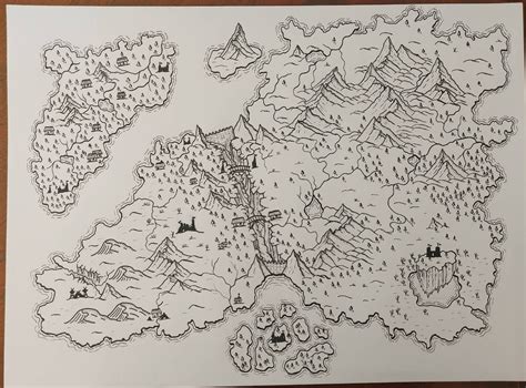 A3 Custom Hand Drawn Fantasy Map Etsy