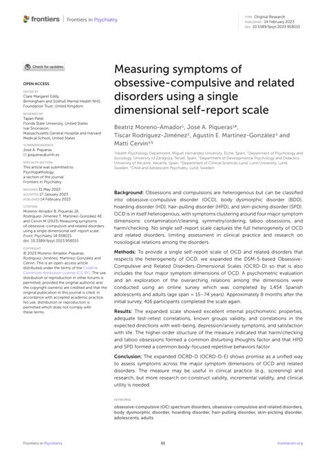 PDF Measuring Symptoms Of Obsessive Compulsive And Related Disorders