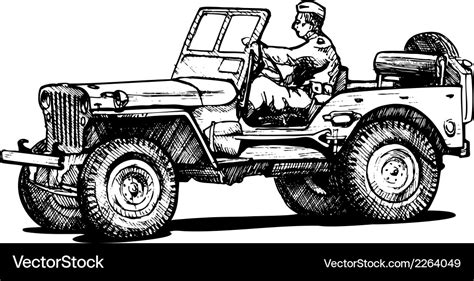 World war two army jeep Royalty Free Vector Image