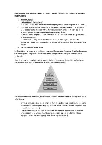 Resumen Tema Fundamentos De Administracion Y Direccion De La Empresa Pdf