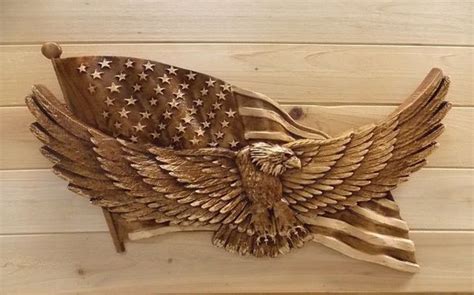 American Flag with Eagle Wood Carving by TheWoodGrainGallery.com in ...