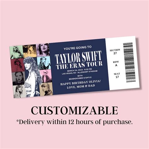 Taylor Swift Eras Tour Ticket Customizable Eras Tour Souvenir Etsy