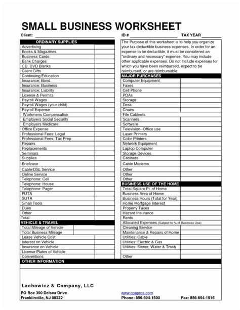 Business Expense Deductions Spreadsheet — Db