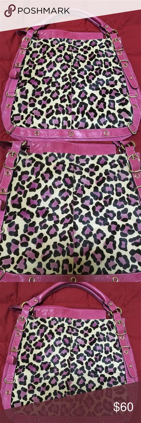 Hype Leopard Print Handbag Pink Leather And Leopard Print Handbag Oversized Hype Bags Shoulder