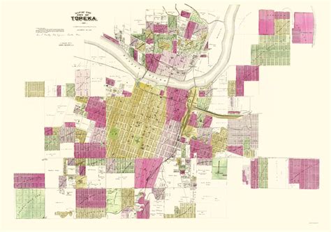 Historic City Map - Topeka Kansas - Everts 1887 - 23 x 32.66 - Vintage ...