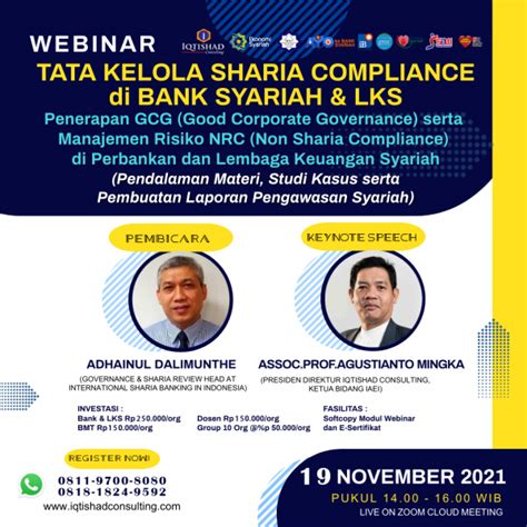 Iqtishad Consulting Webinar Tata Kelola Sharia Compliance Di Bank