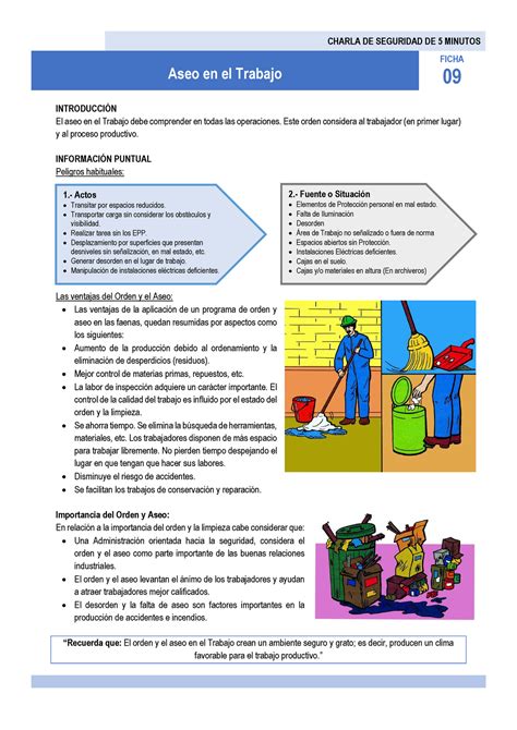 Charla De Min Aseo En El Trabajo Charla De Seguridad De