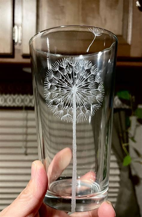 Dandelion Engraved Glass Gravure Sur Verre Deco Verre Verre