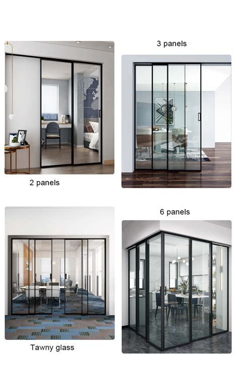 Hdsafe Aluminum Slim Frame Black Sliding Glass Doors Patio Interior Room Frosted Glass Sliding