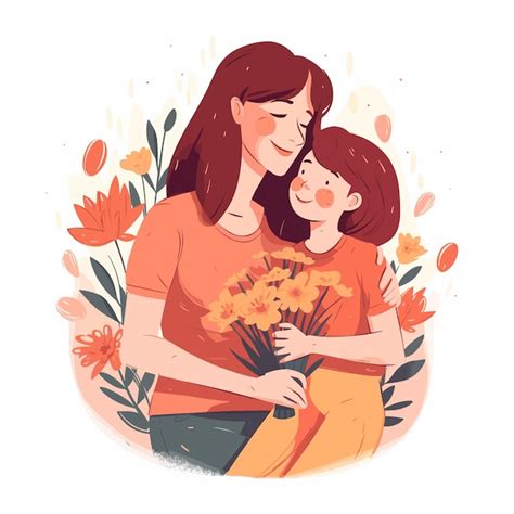 Premium Vector A Cartoon Illustration Of A Mother And Daughter