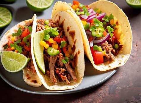 Premium Ai Image Traditional Mexican Tacos With Meat And Vegetables