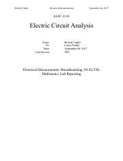 Electric Circuit Analysis Lab Report Pdf Shirish Vadali