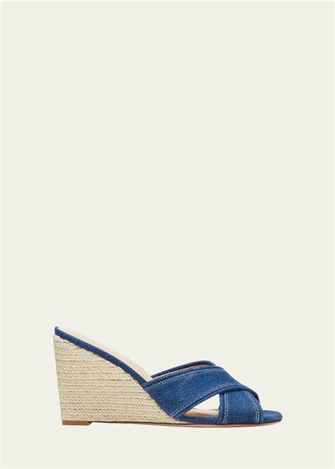 Veronica Beard Edna Denim Wedge Espadrille Sandals Bergdorf Goodman