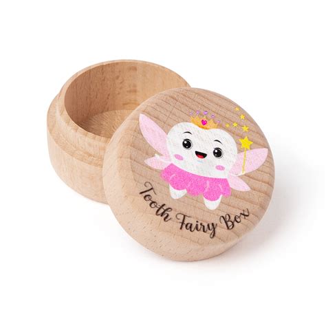 Colorful Tooth Fairy Box for Girl Wooden Tooth Fairy Keepsake Box to ...