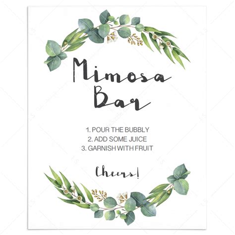 Printable Mimosa Bar Sign Template Free - Printable Word Searches