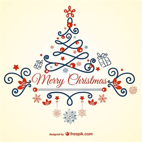 Free Vector Vintage Merry Christmas Card