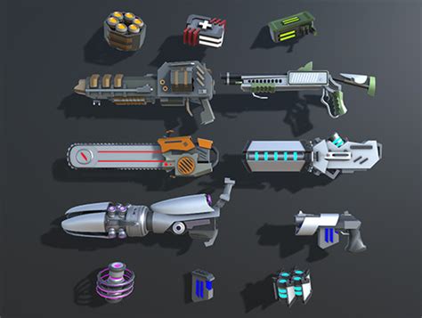 Colorful Sci Fi Weapons And Items Pack D Unity Asset Store