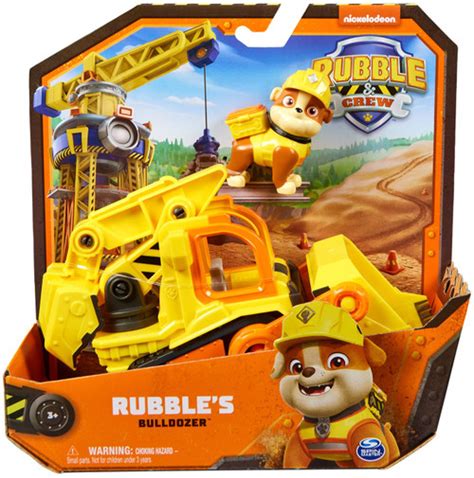 Paw Patrol Rubble Crew Rubbles Bulldozer Vehicle Figure Spin Master